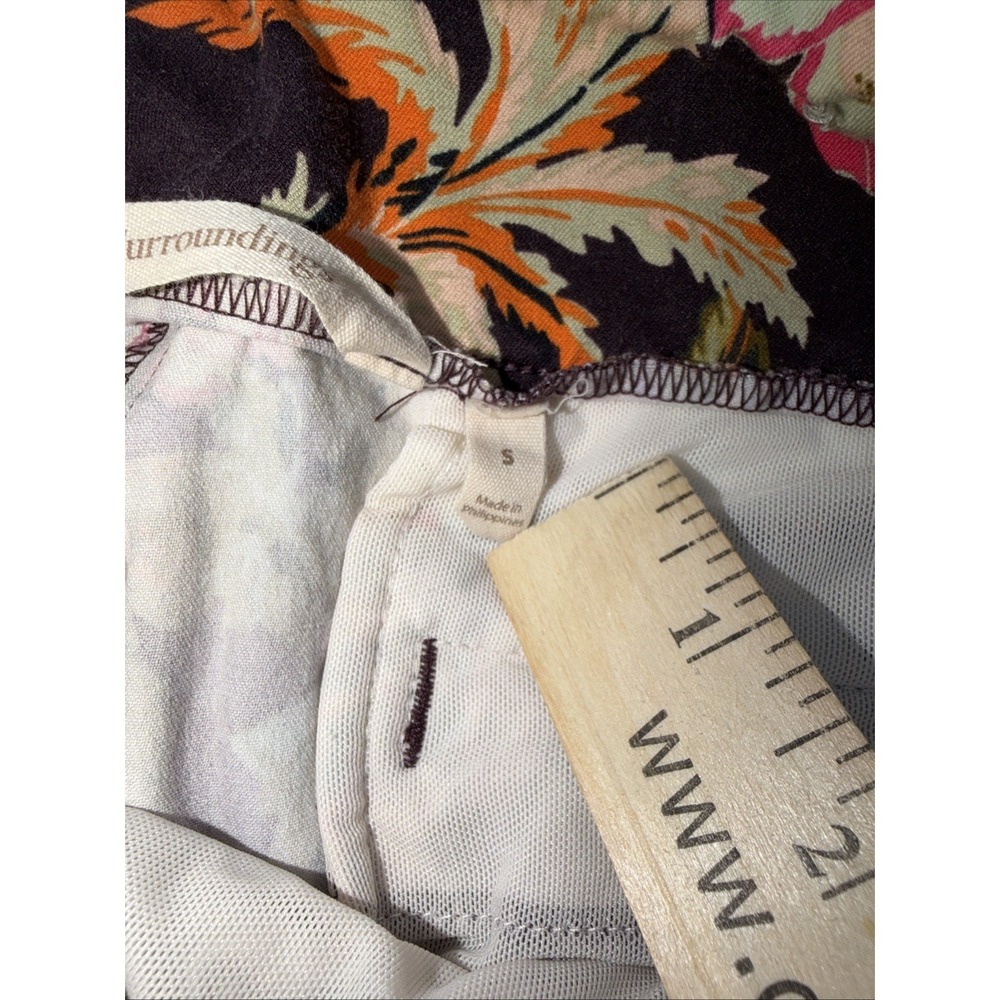 SOFT SURROUNDINGS Women's Size S Stretch Pants Floral Brown Pink Hibiscus - Picture 8 of 11